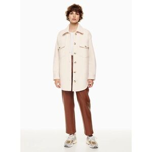 Aritzia Wilfred Free The Ganna Shirt Jacket Heather Bone Shacket Merino Wool